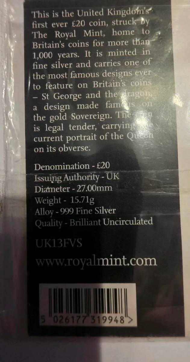 2013 silver british 20 pound - Image 3