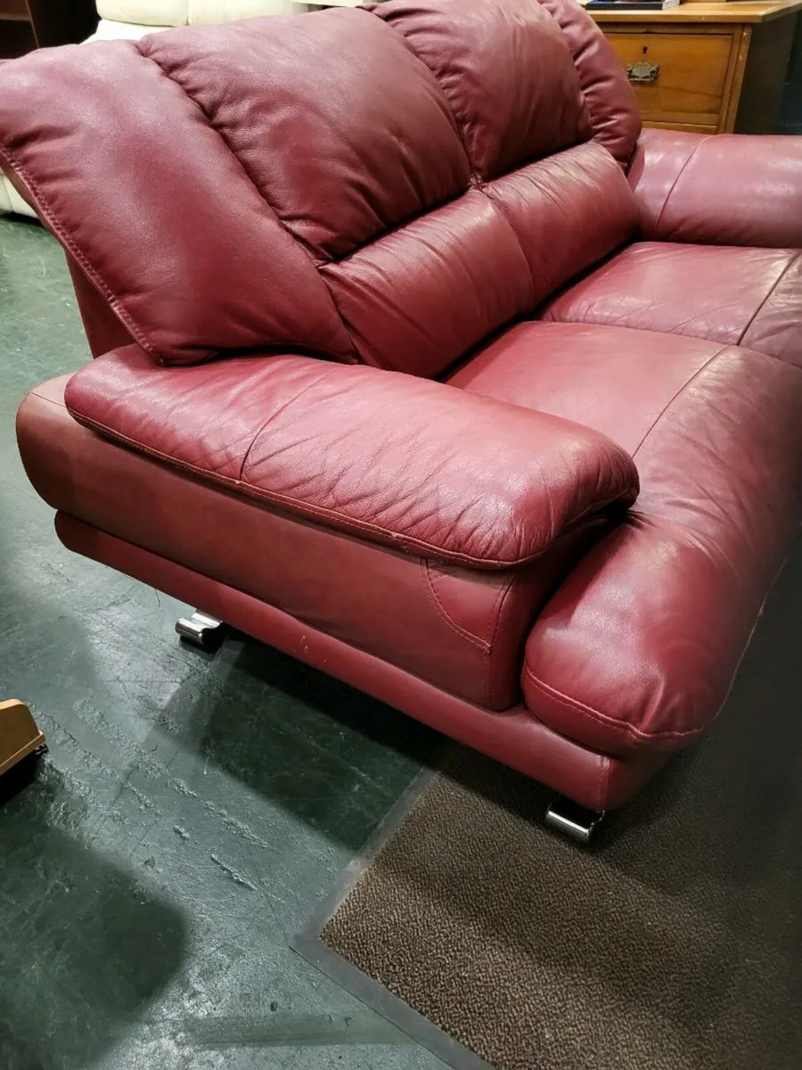 Lovely Red Leather Couch - Image 3