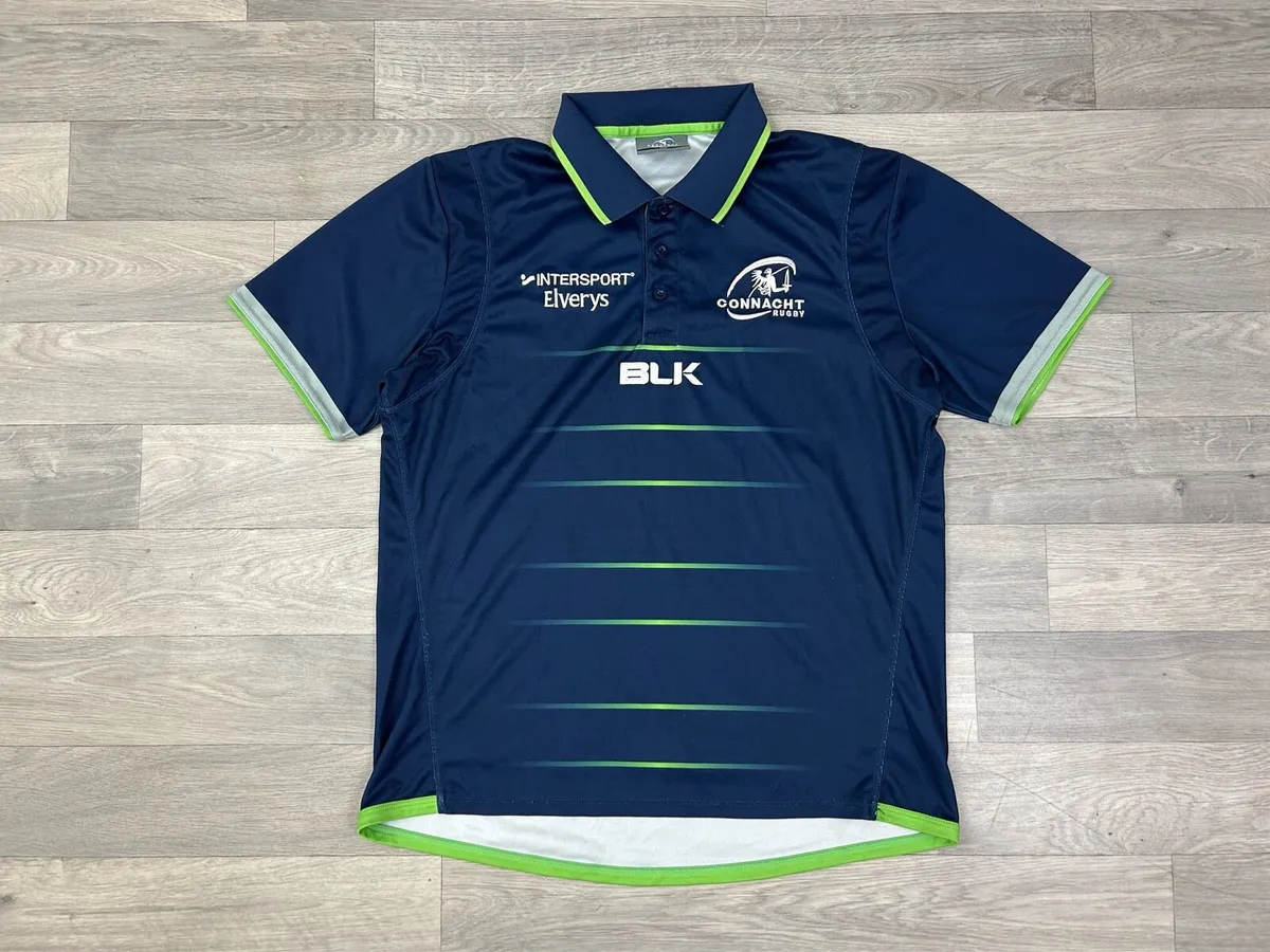 BLK Connacht Rugby Jersey Polo Shirt Mens Large - Image 1