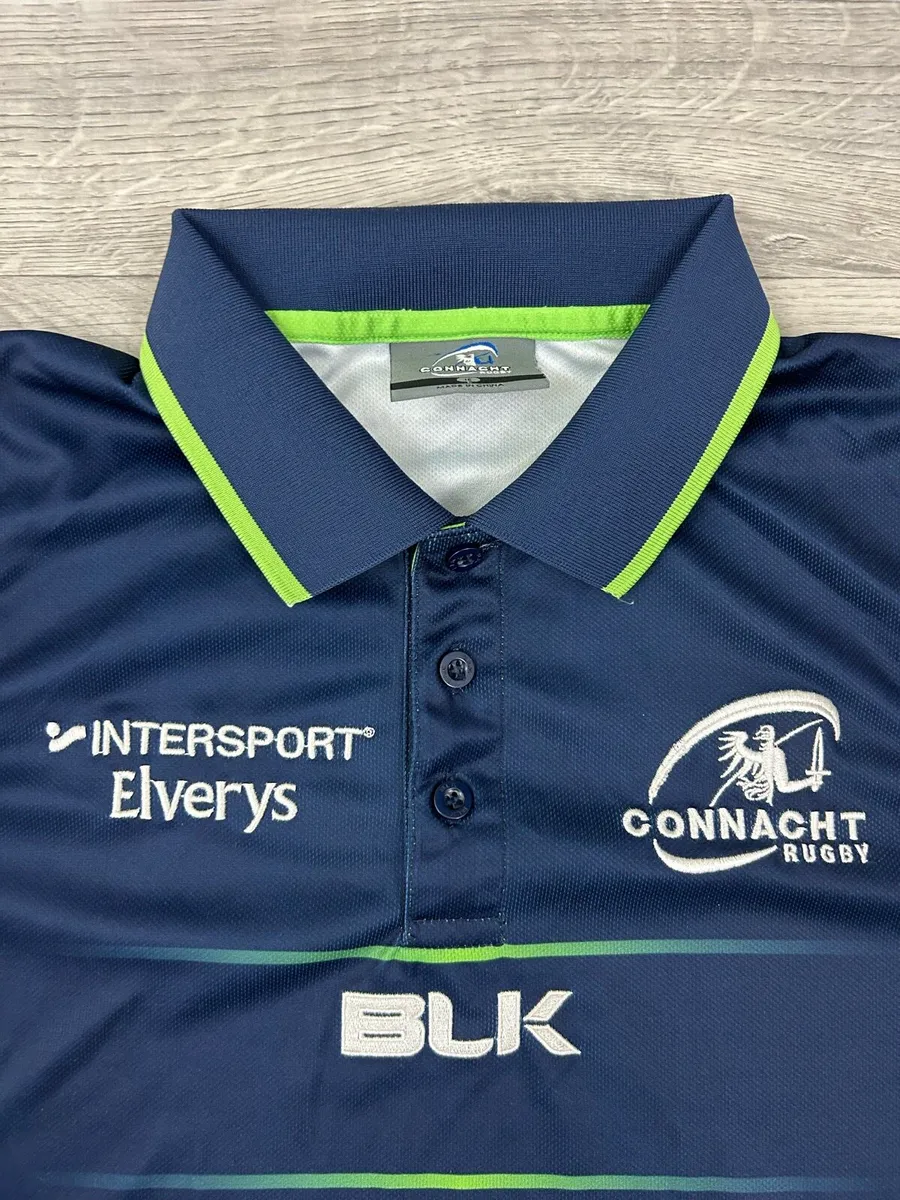 BLK Connacht Rugby Jersey Polo Shirt Mens Large - Image 3