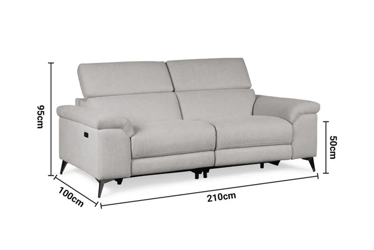 Pristine 3-Seater Electric Recliner Sofa Modern Grey Fabric - Image 4