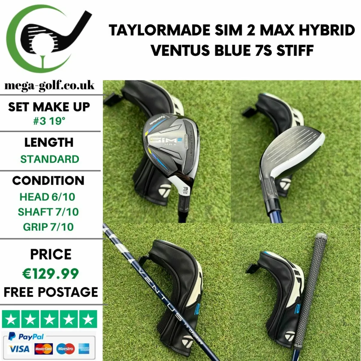 Taylormade Sim 2 Max Hybrid / #3 19° / Stiff - Image 1