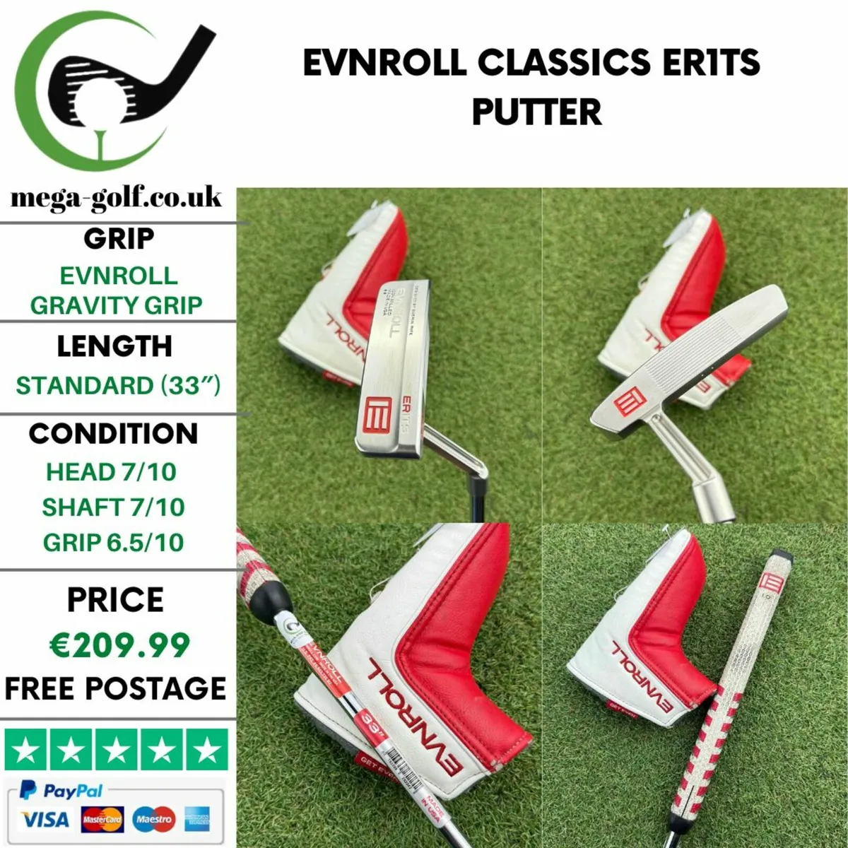 Evnroll Classics ER1TS Putter / 33″ - Image 1