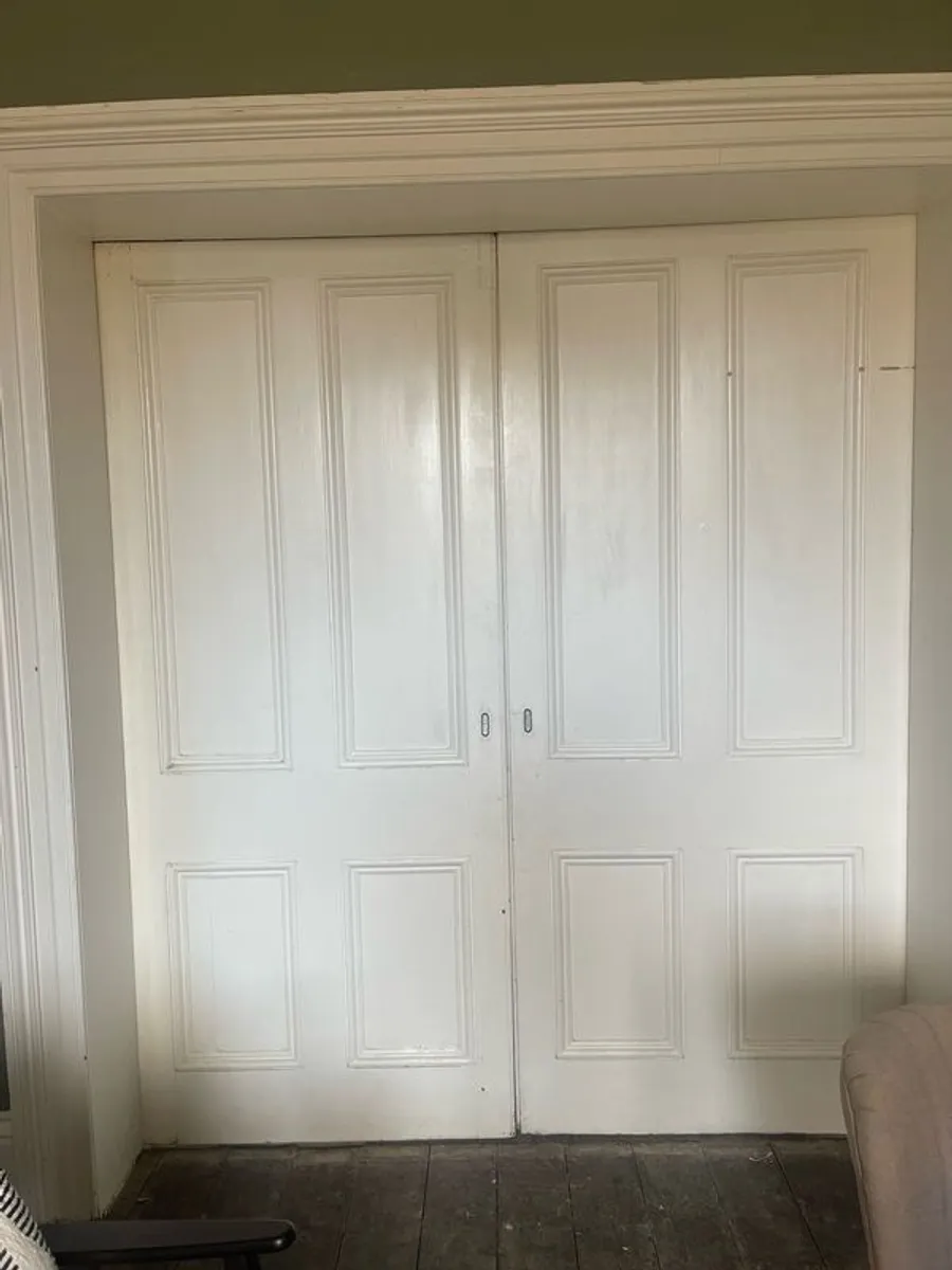 Antique Victorian Pocket Doors (with sliding rack) - Image 1