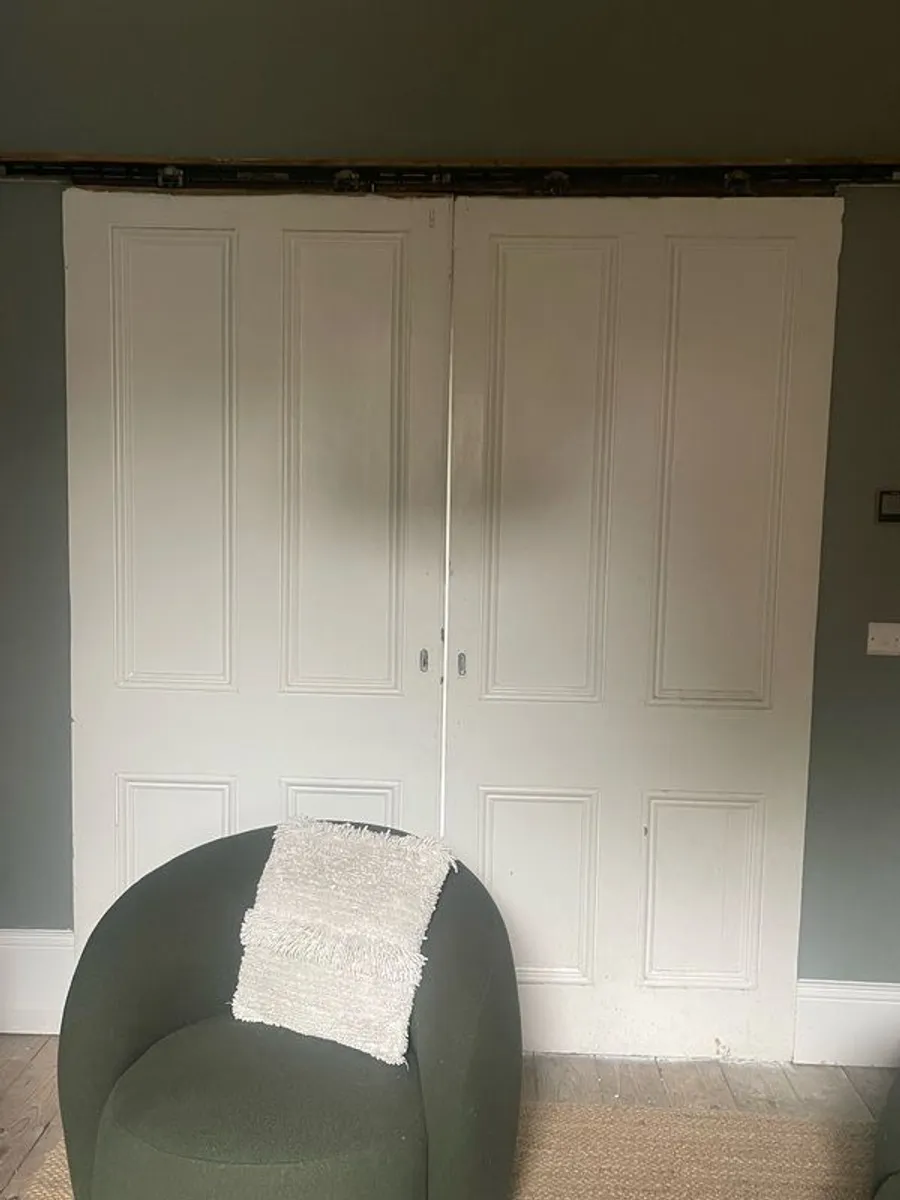 Antique Victorian Pocket Doors (with sliding rack) - Image 4