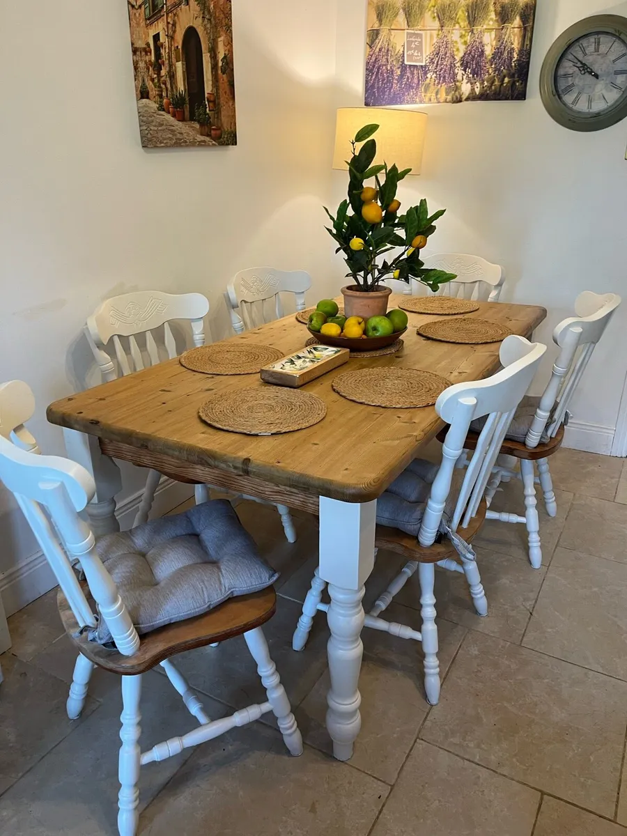 Farmhouse table and chairs - Image 1