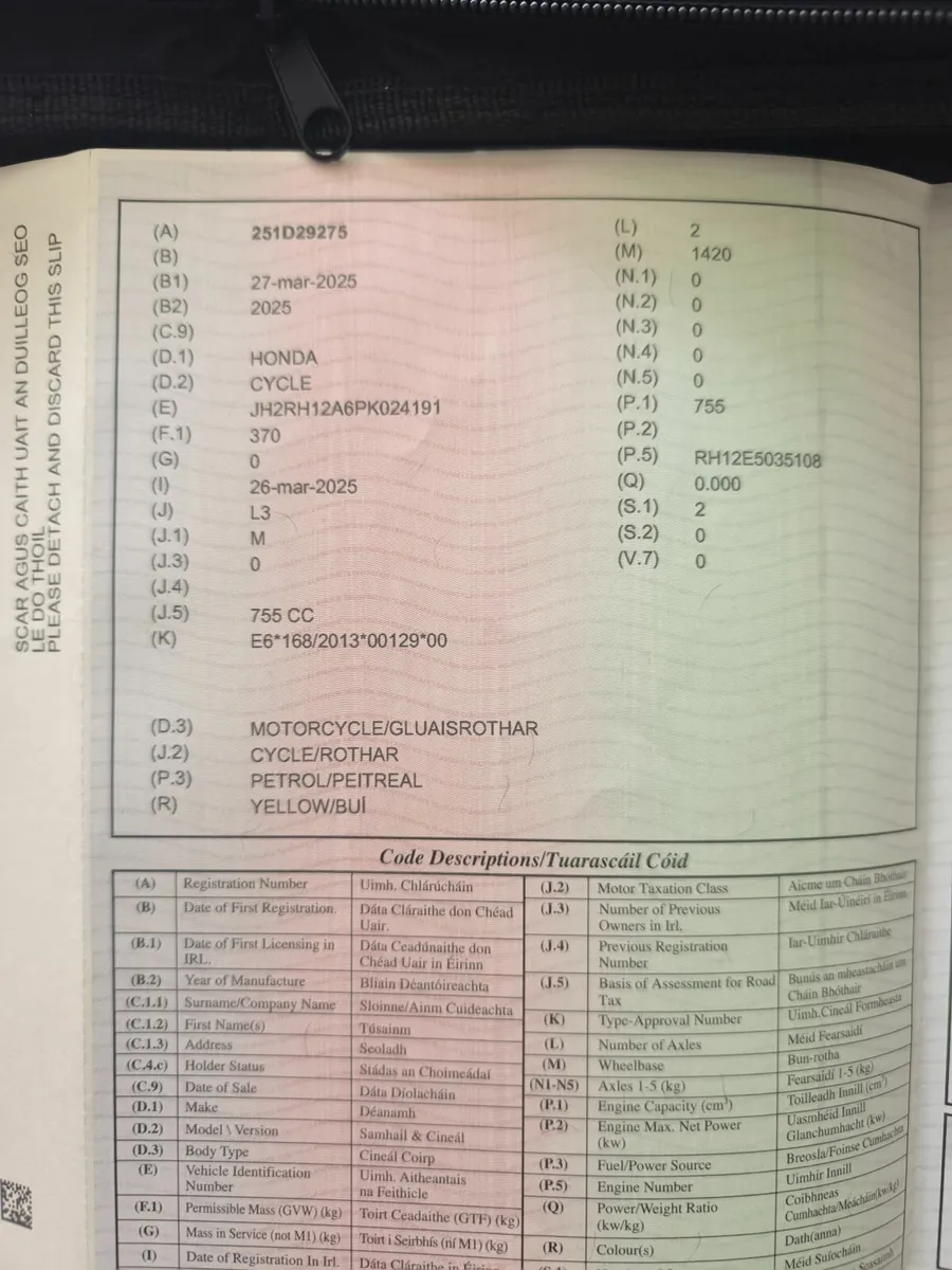 Honda Hornet CB750 warranty - Image 2