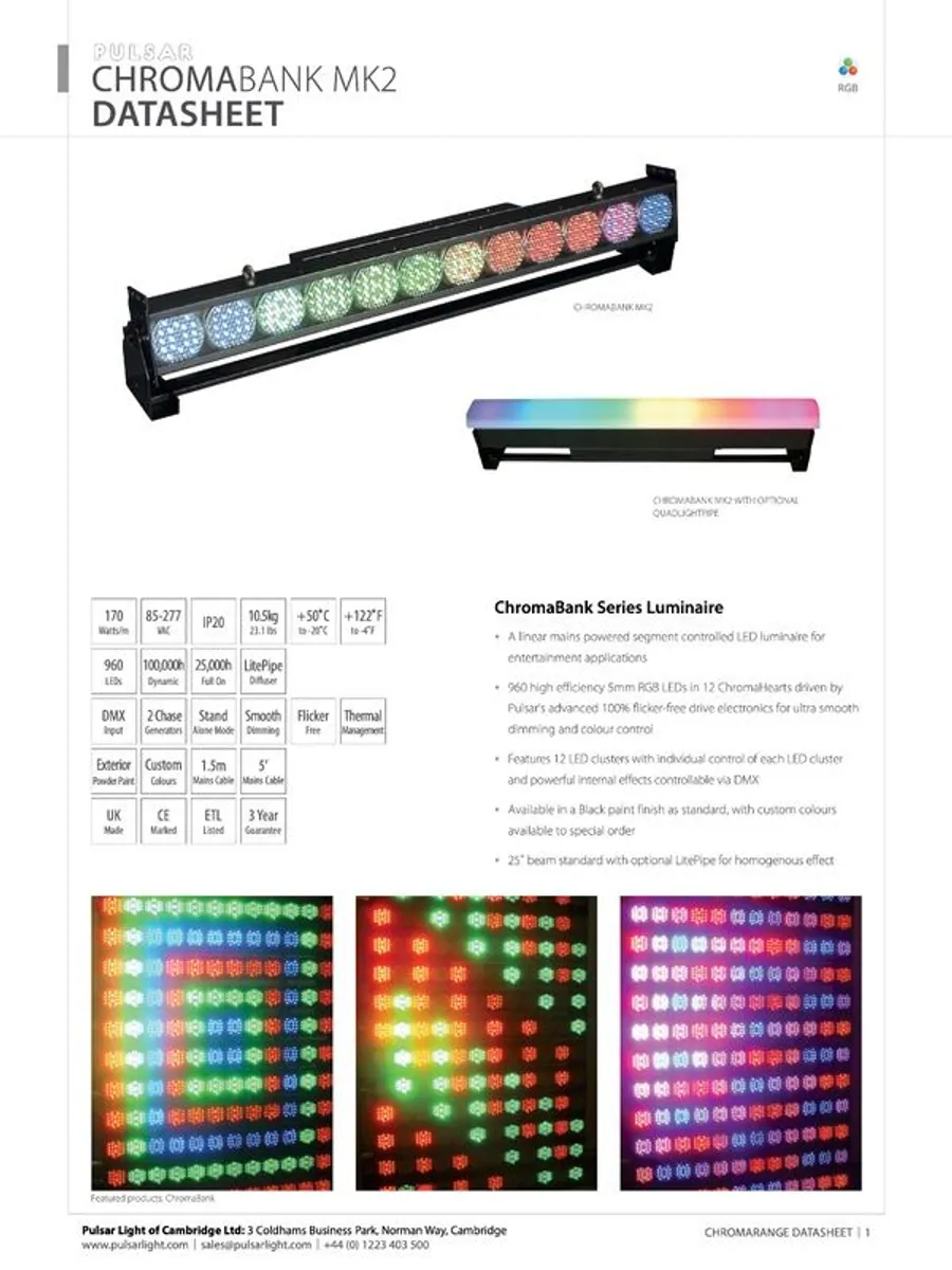 Stage lighting - Pulsar Chromabanks Mk2 battens - Image 1