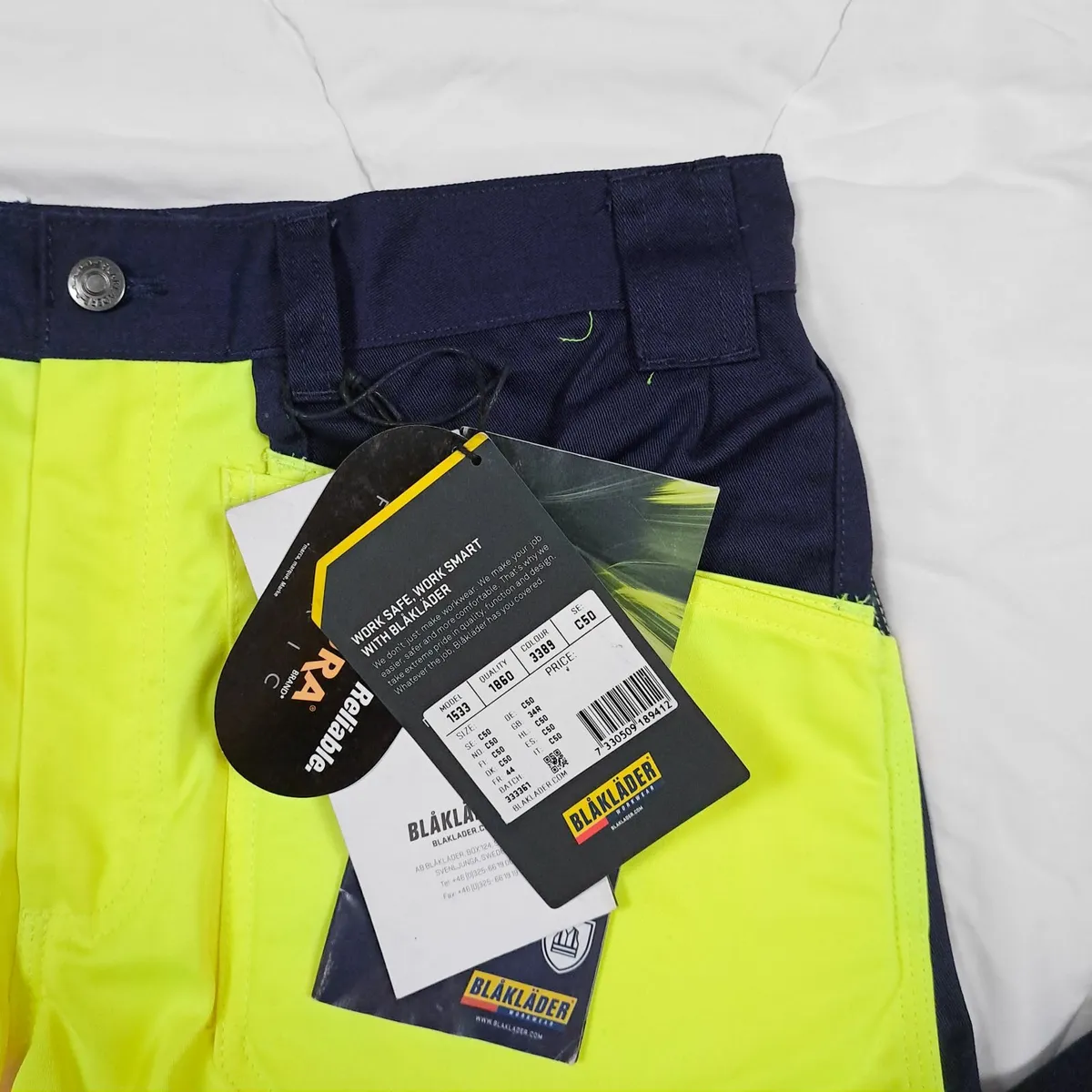 Blaklader High Visibility Yellow Work Trousers 34R - Image 2
