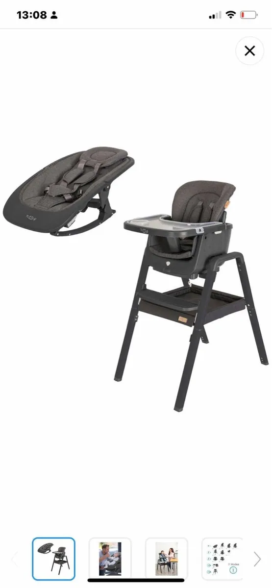 Tutti Bambini NovaLite High Chair & Rocker Grey - Image 1