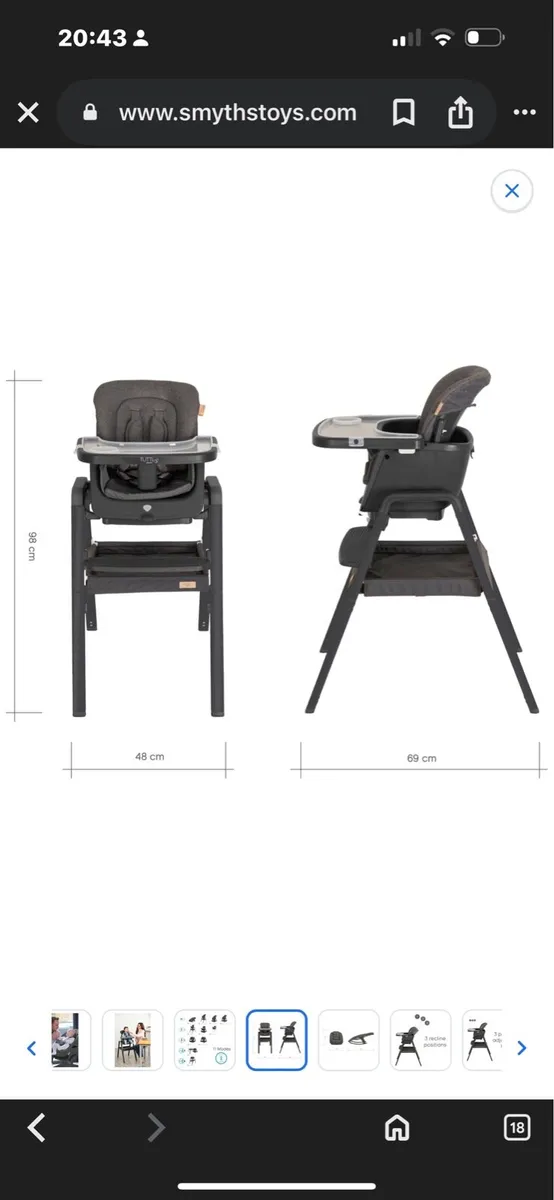 Tutti Bambini NovaLite High Chair & Rocker Grey - Image 2