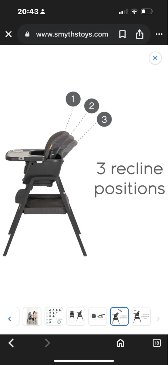 Tutti Bambini NovaLite High Chair & Rocker Grey - Image 3