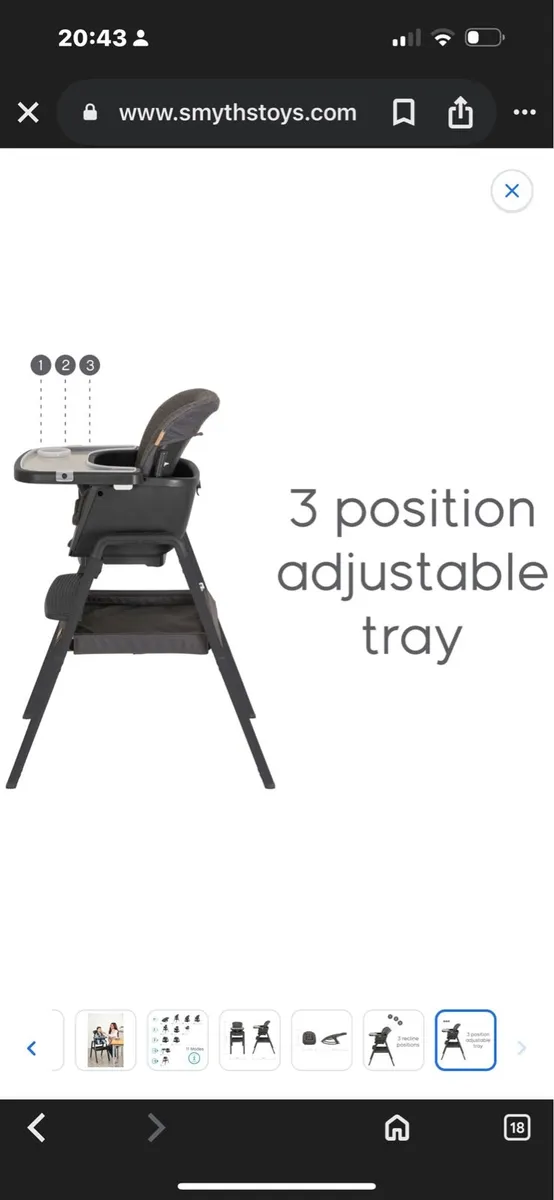 Tutti Bambini NovaLite High Chair & Rocker Grey - Image 4