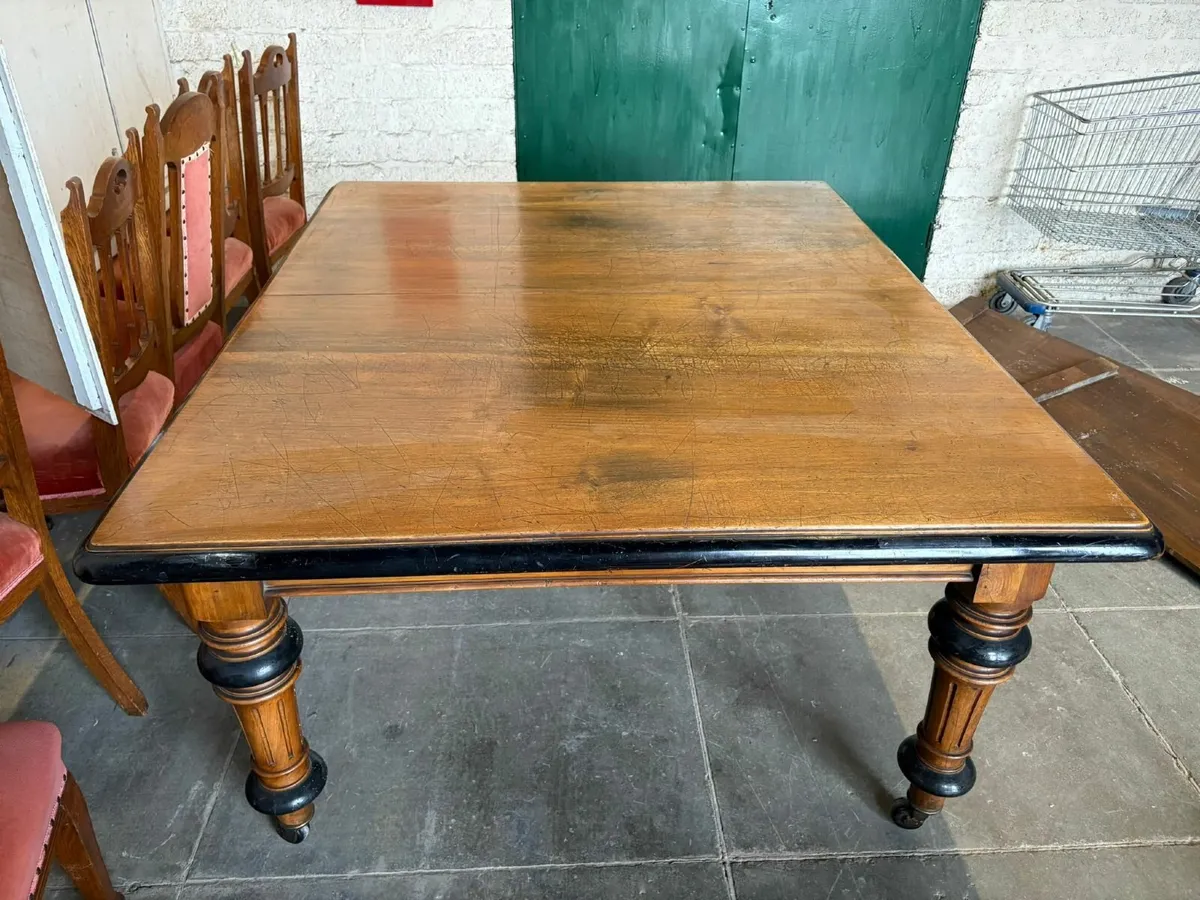 Antique Extending Dining Table with 10 chair set - Image 1