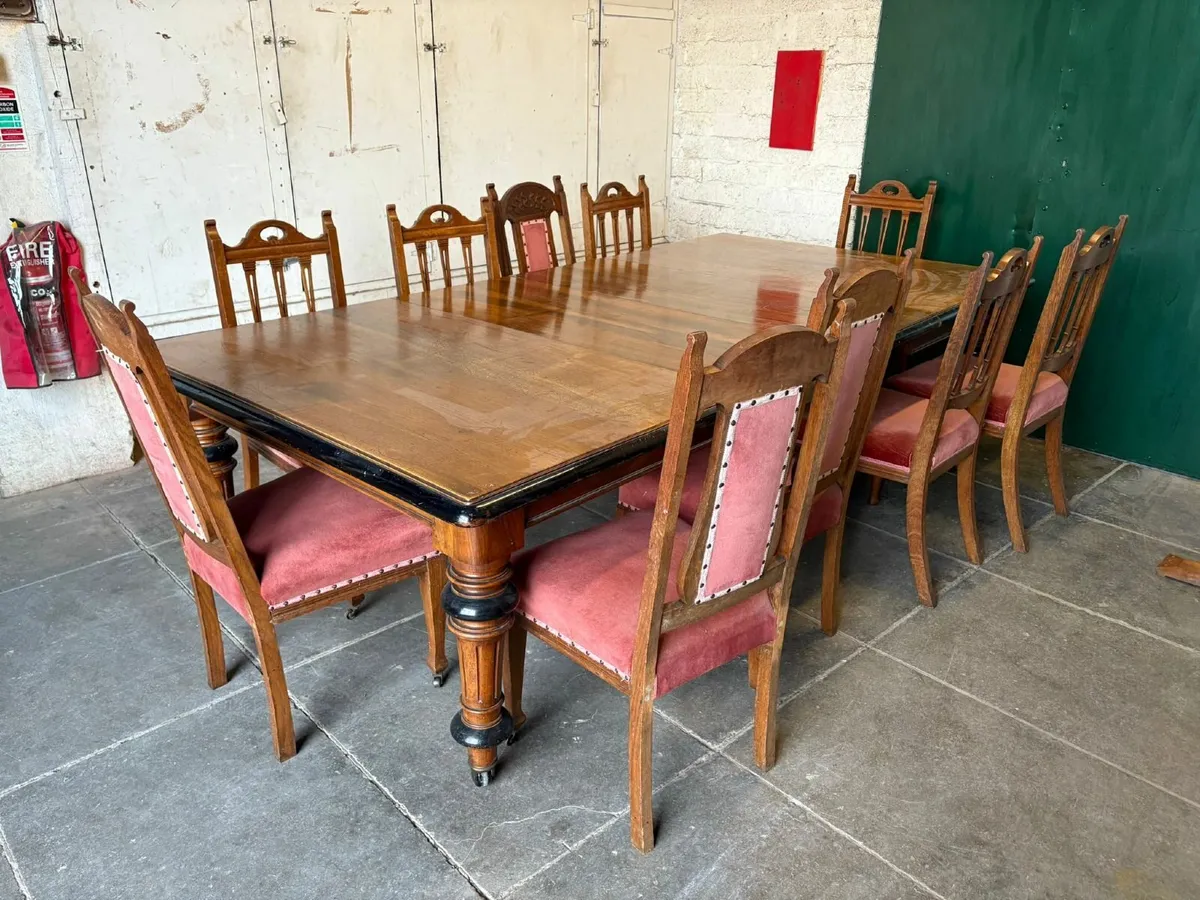 Antique Extending Dining Table with 10 chair set - Image 2