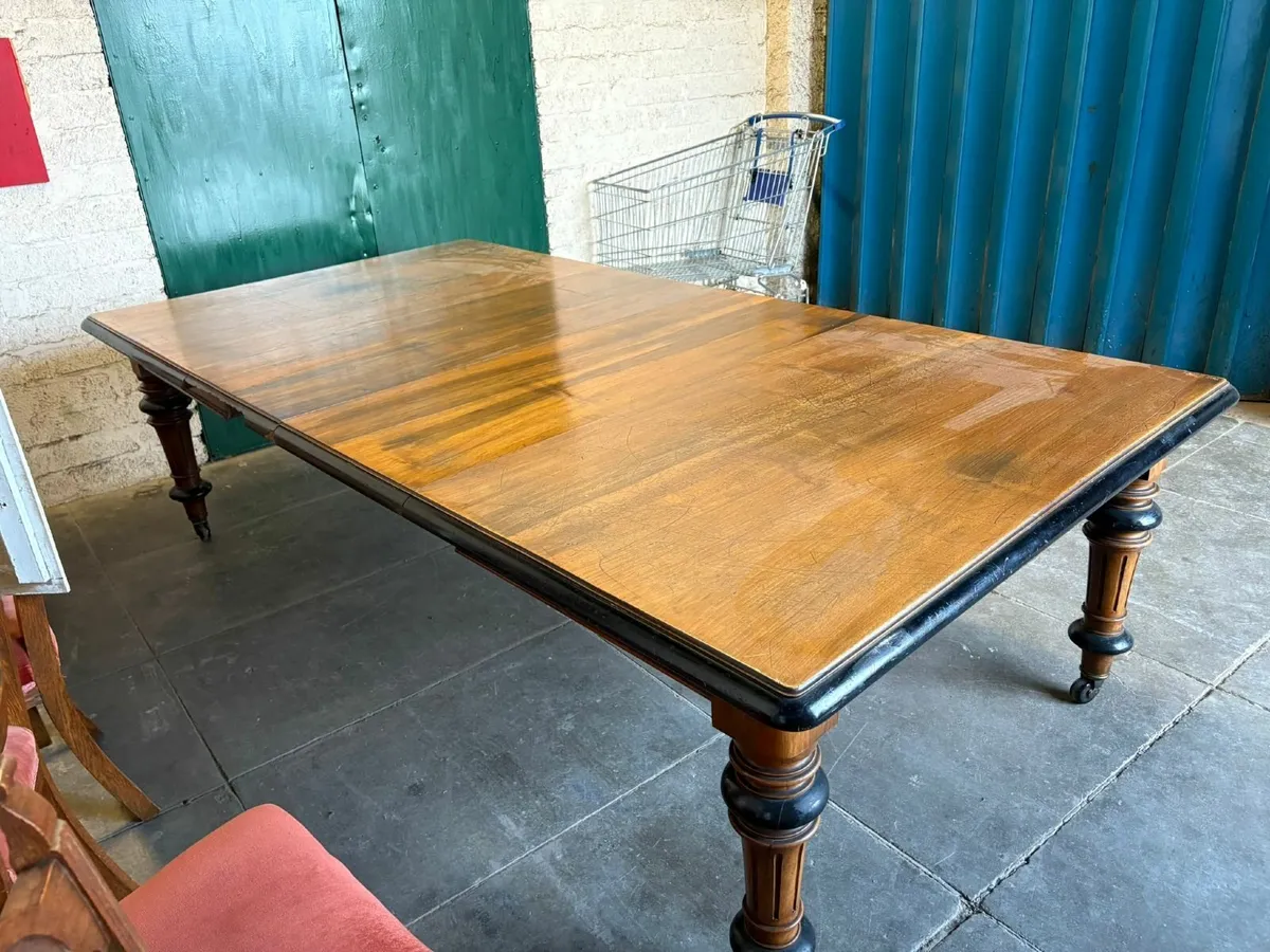 Antique Extending Dining Table with 10 chair set - Image 3