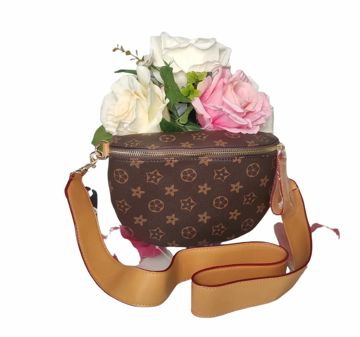 Brown patterned kidney bag - Image 3