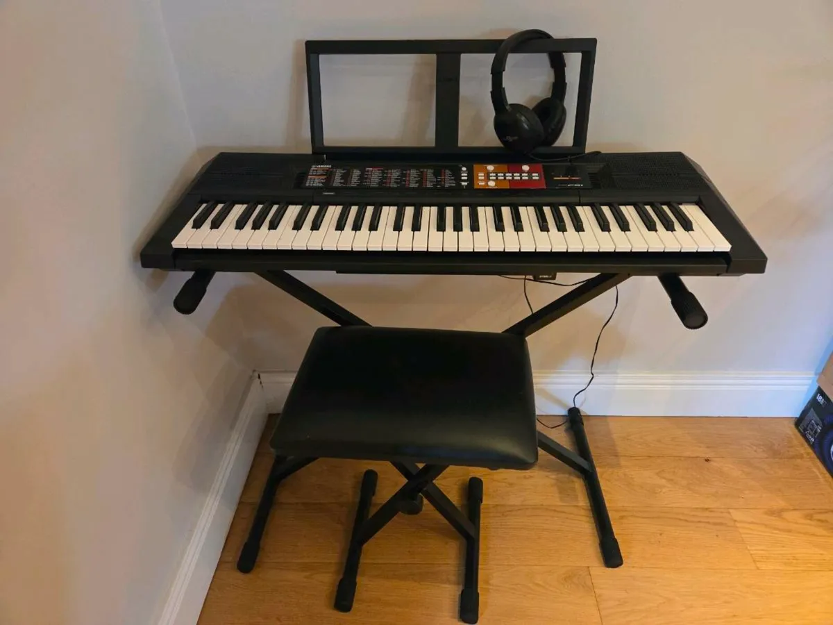 Yamaha keyboard F51 with stand, stool and headset - Image 1