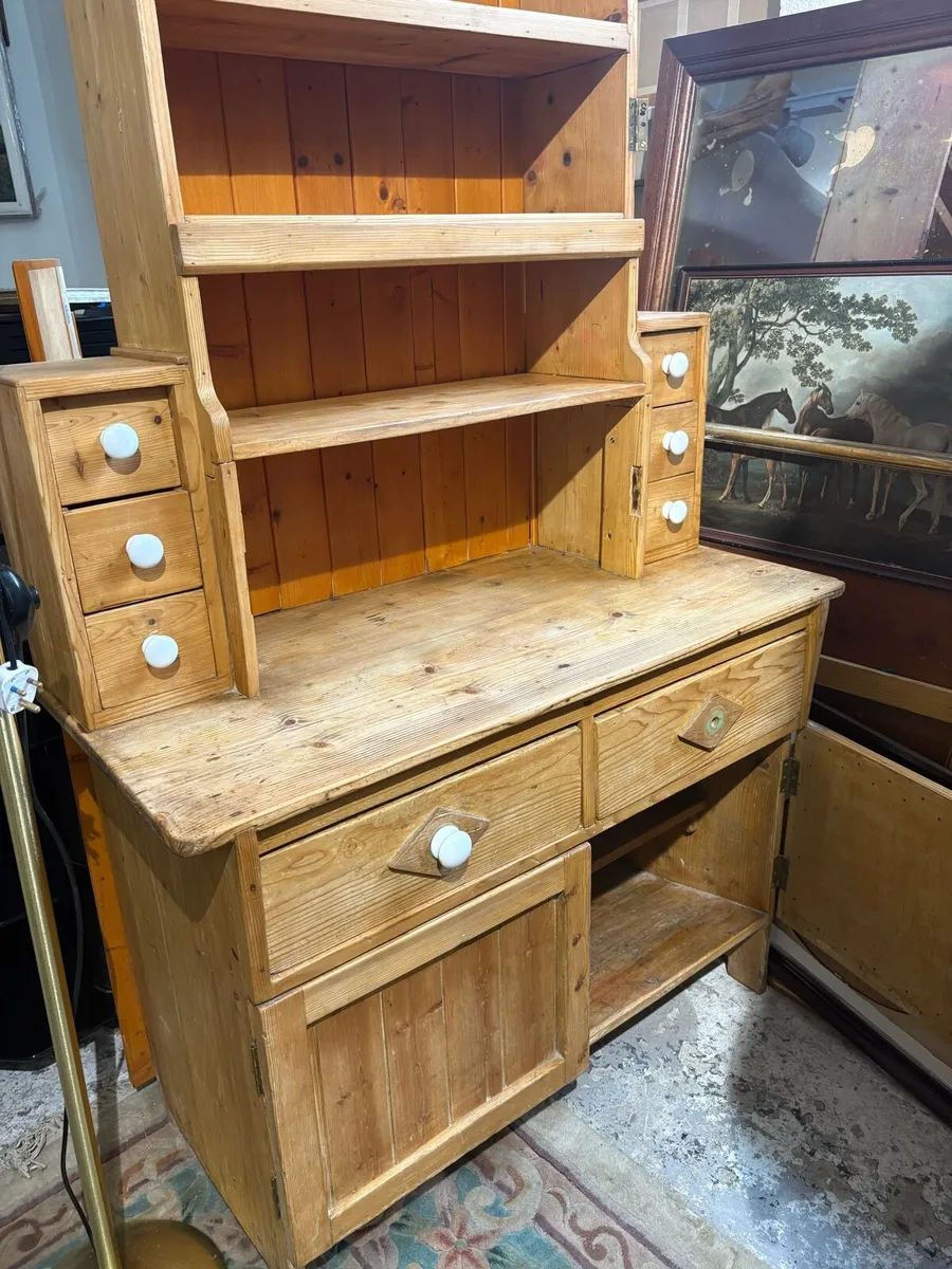 Tall Antique pitch pine dresser - Image 1
