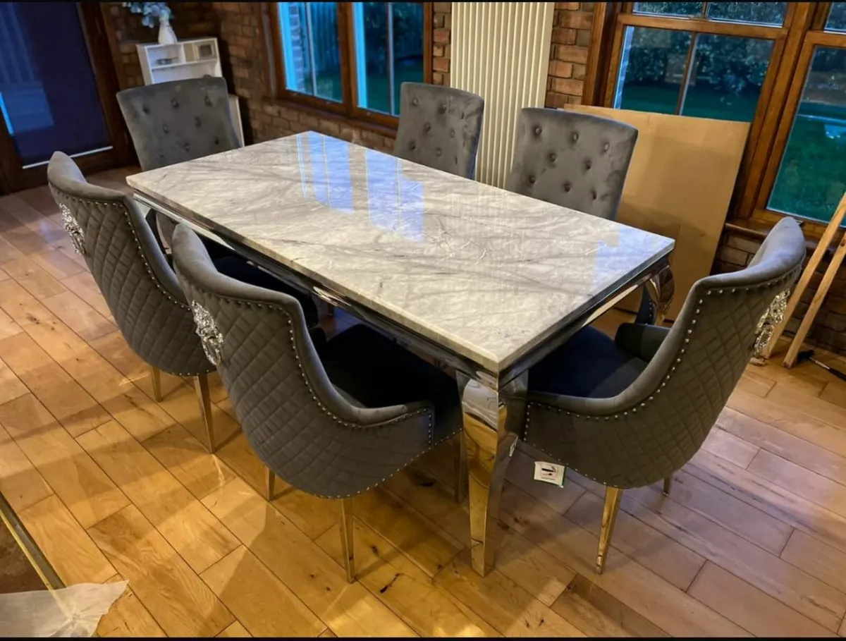 Marble top Dining Table + Chairs - Image 4
