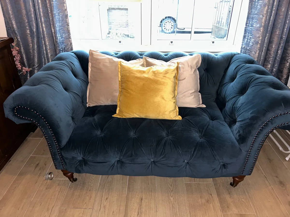 Velvet Sofa - Teal Colour - Image 2