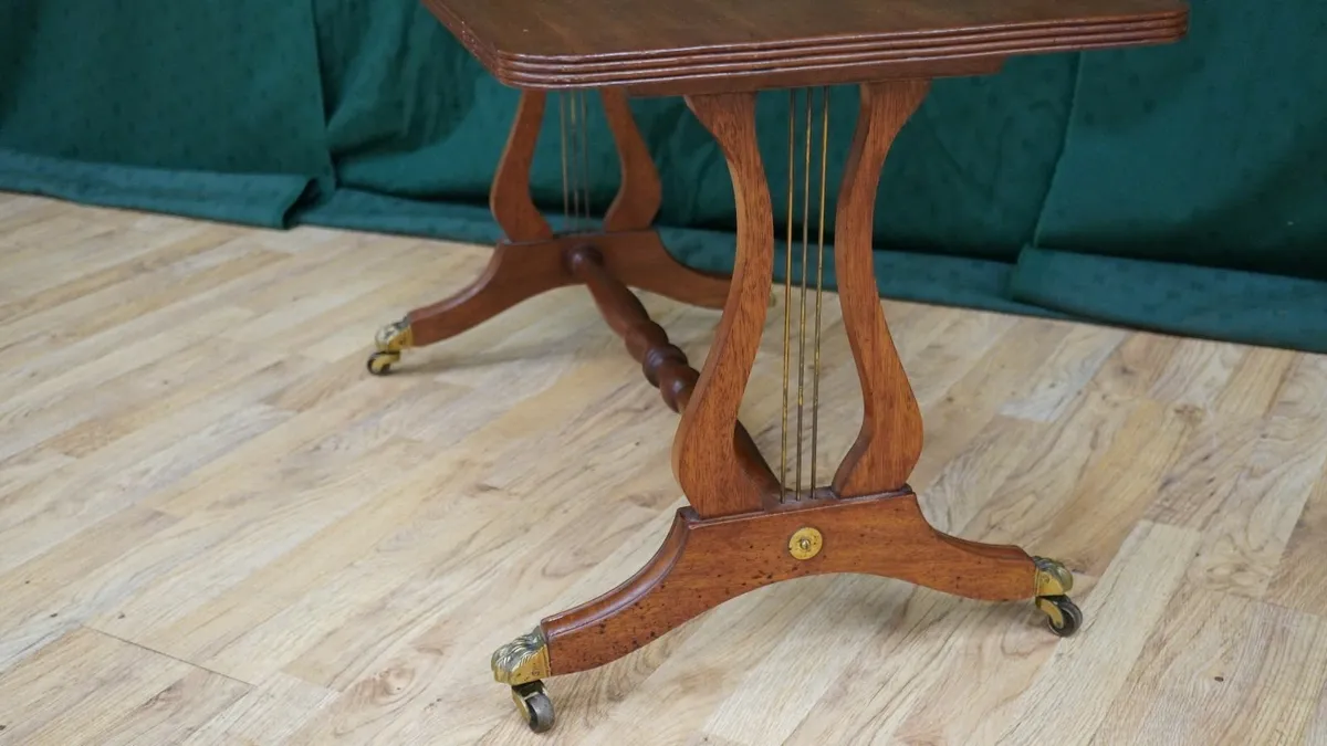 Regency-Style Mahogany Lyre-End Side Table - Image 4