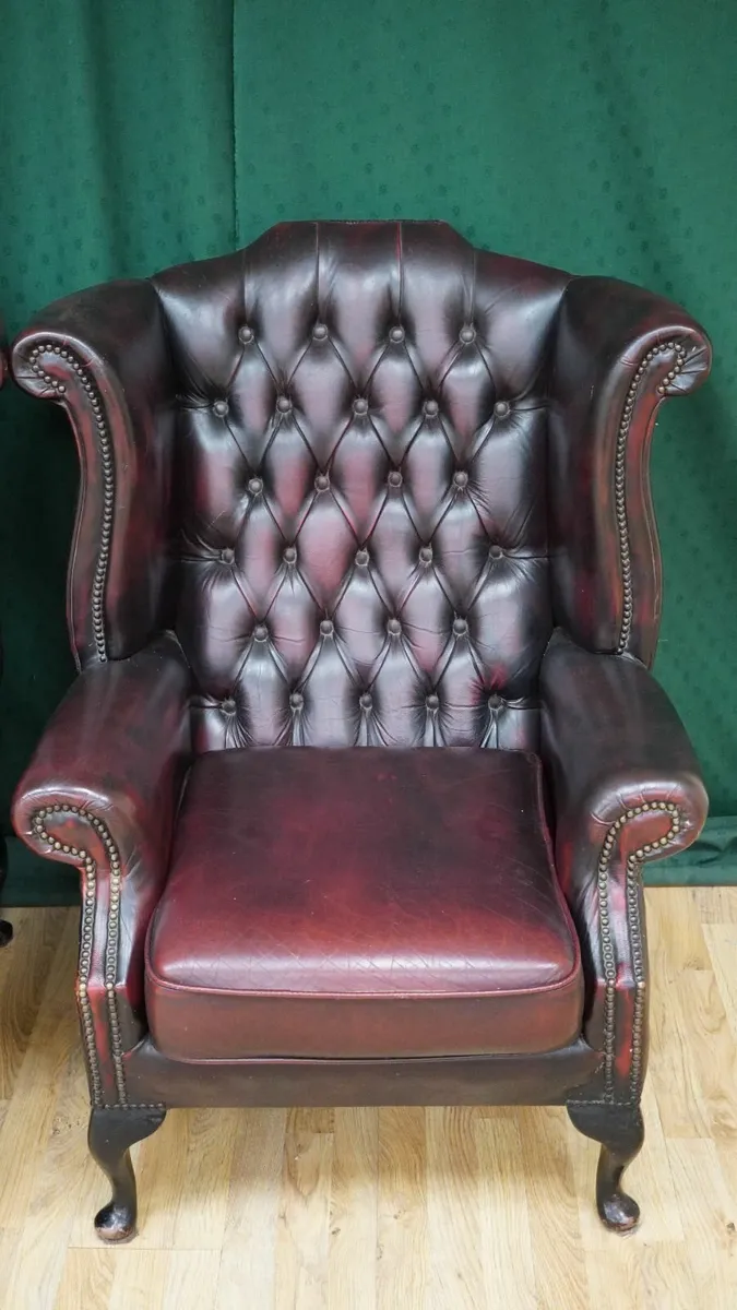 Vintage Oxblood Chesterfield Wingback Suite - Image 4