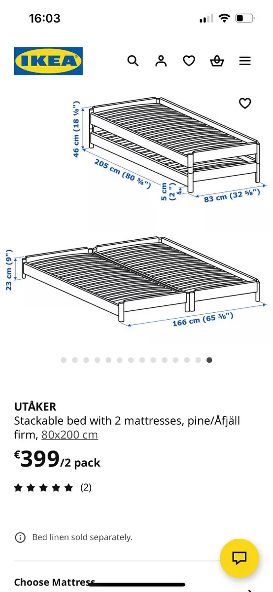 UTÄKER Stackable Bed - Image 3
