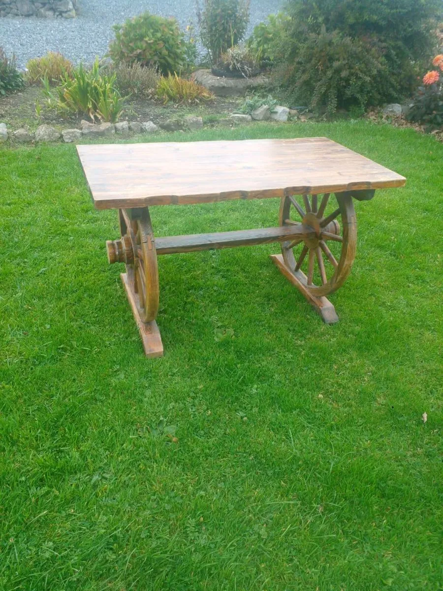 Vintage style wagon wheel tables  - 10 available - Image 3