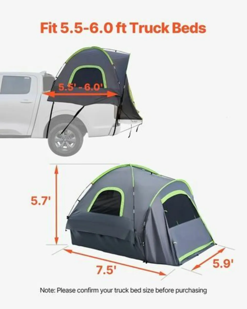 Truck Bed Camping Tent Fits 5.5 to 6.0 ft Waterpro - Image 4