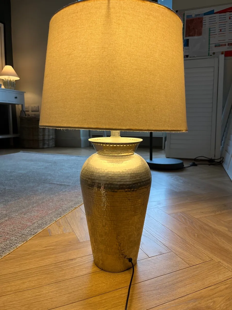 Matching Pair Zara Hammered Metal Lamps