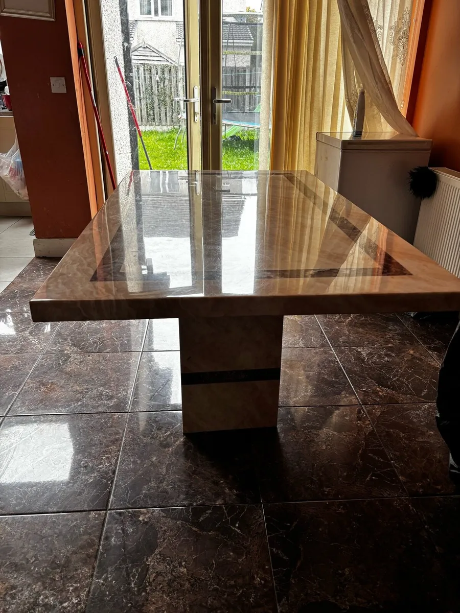 Luxury Marble Effect Dining Table - Image 1
