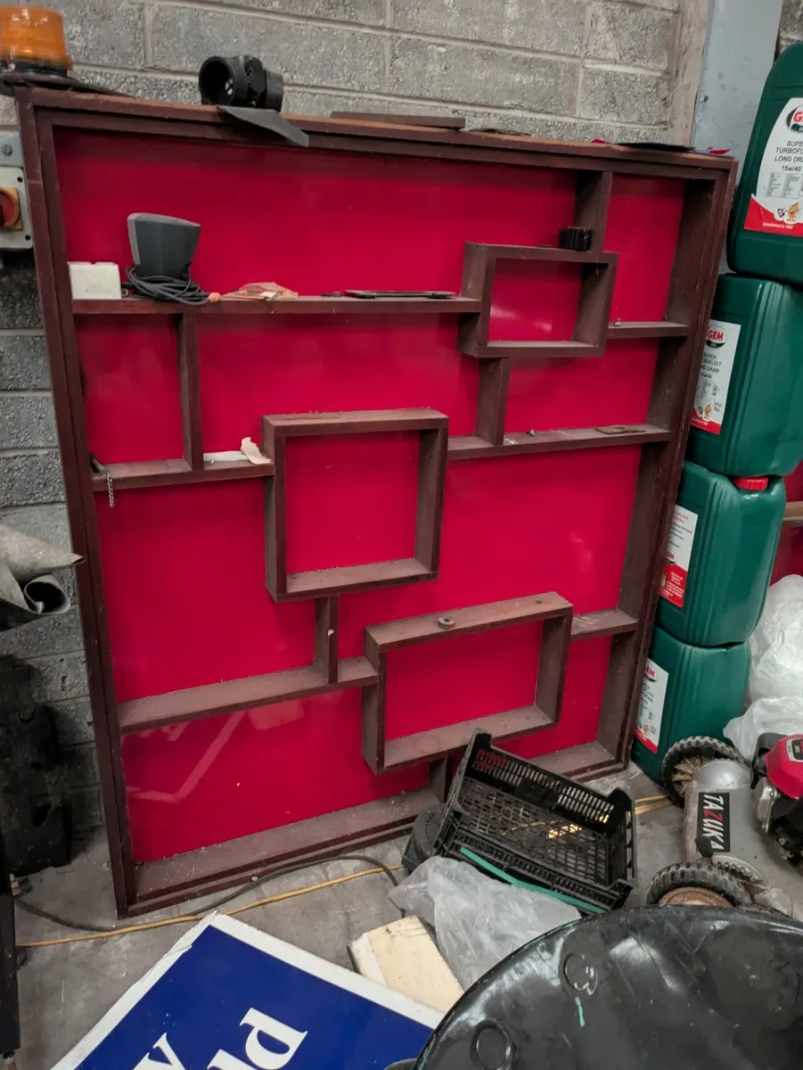Wooden Display Shelves Red Backing (Set of 2) - Image 1