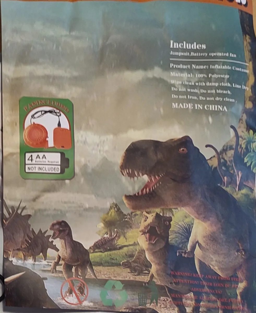 Inflatable dinosaur kids costume - Image 1