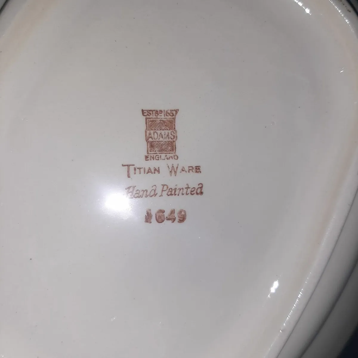 Adams England Titian wear butter dish hand painted - Image 2