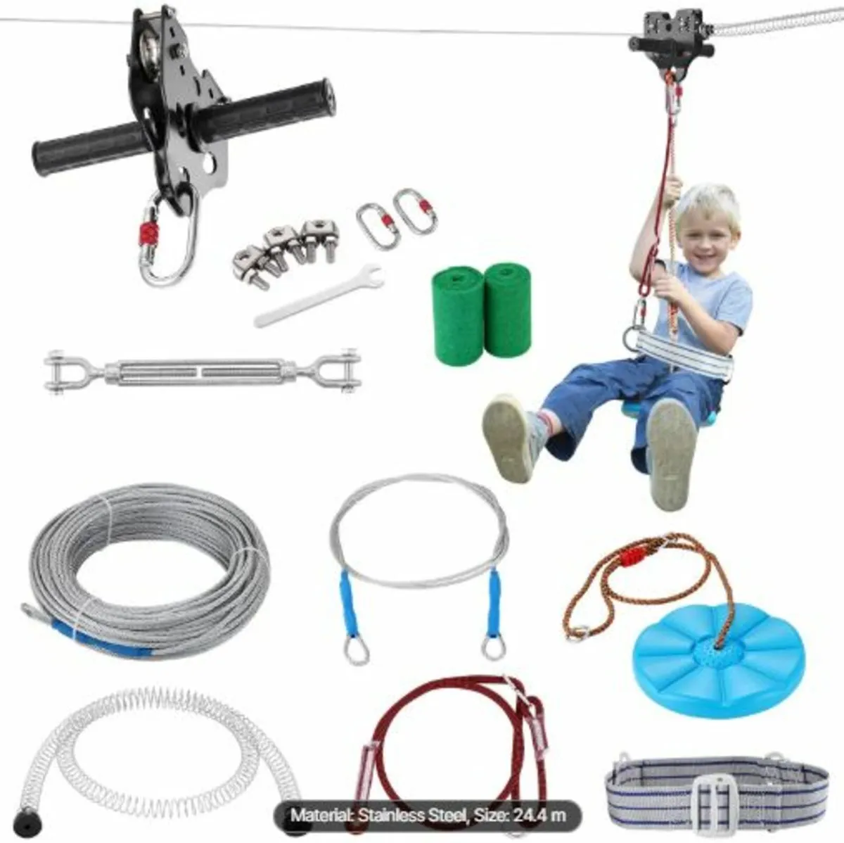 Zipline Kit for Kids and Adult, 24.38 m Zip Line - Image 1