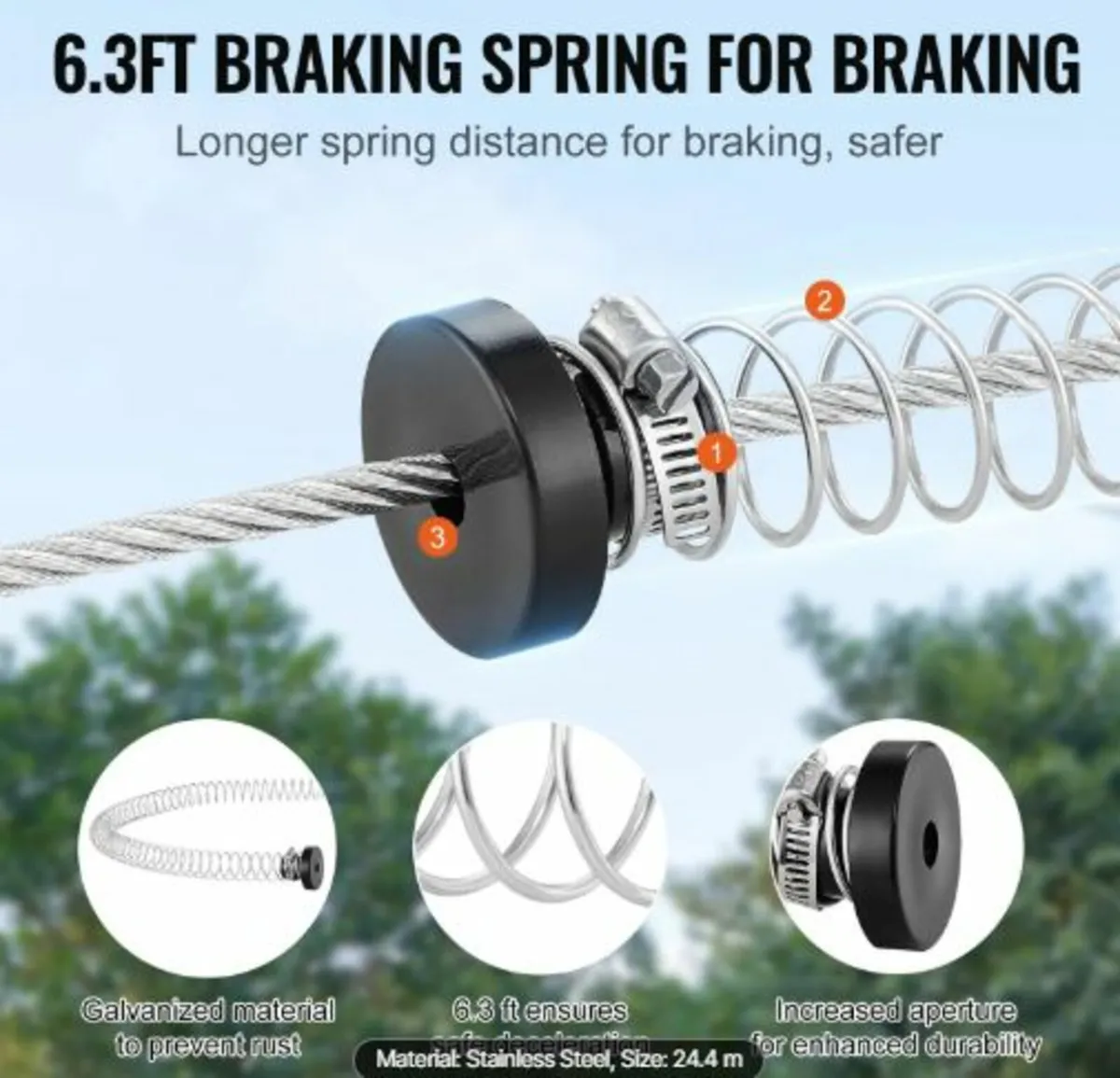 Zipline Kit for Kids and Adult, 24.38 m Zip Line - Image 2