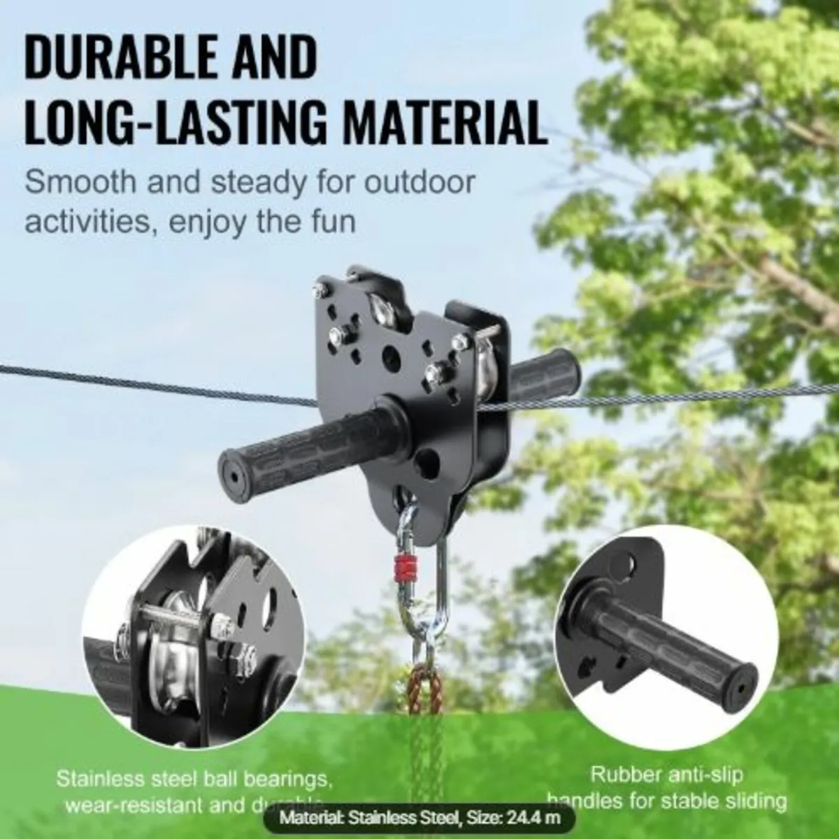 Zipline Kit for Kids and Adult, 24.38 m Zip Line - Image 4