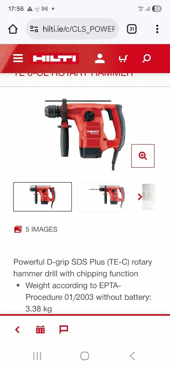 HILTI TE16 -C/warranty /receipt - Image 4