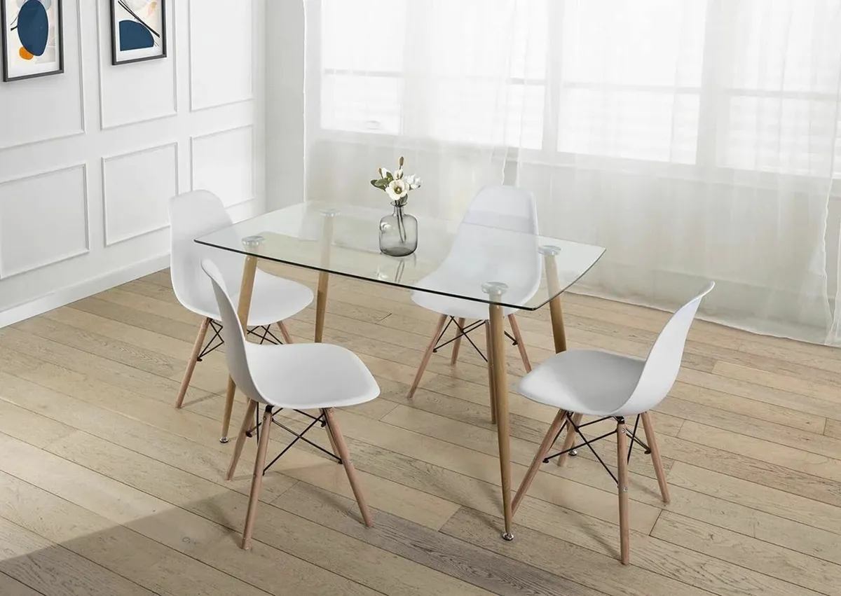 ✨ Modern Nordic Dining Set + 4 chairs – white - Image 2