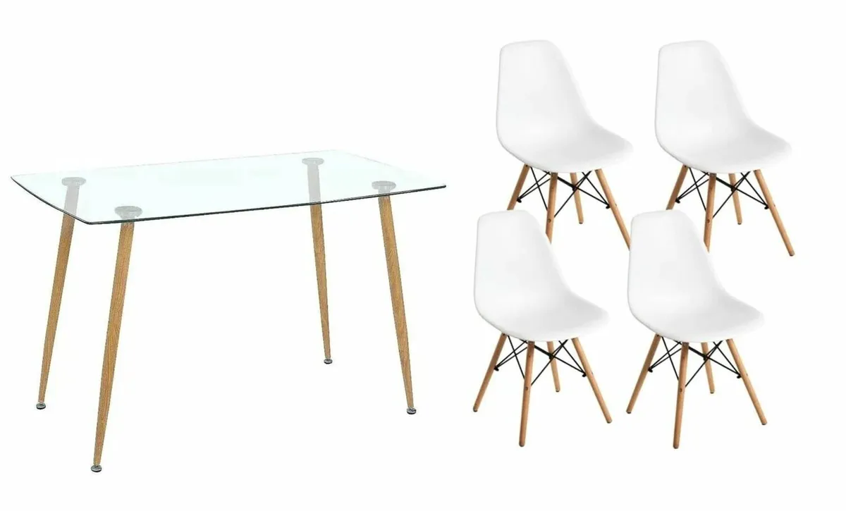 ✨ Modern Nordic Dining Set + 4 chairs – white - Image 3