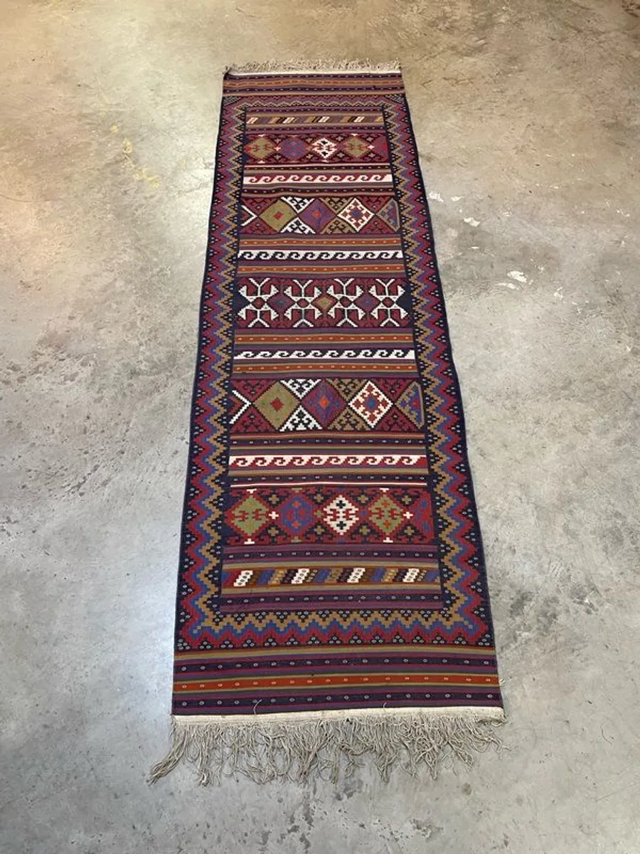 Vintage Afghan Kilim Runner in Warm Earth Tones - Image 1