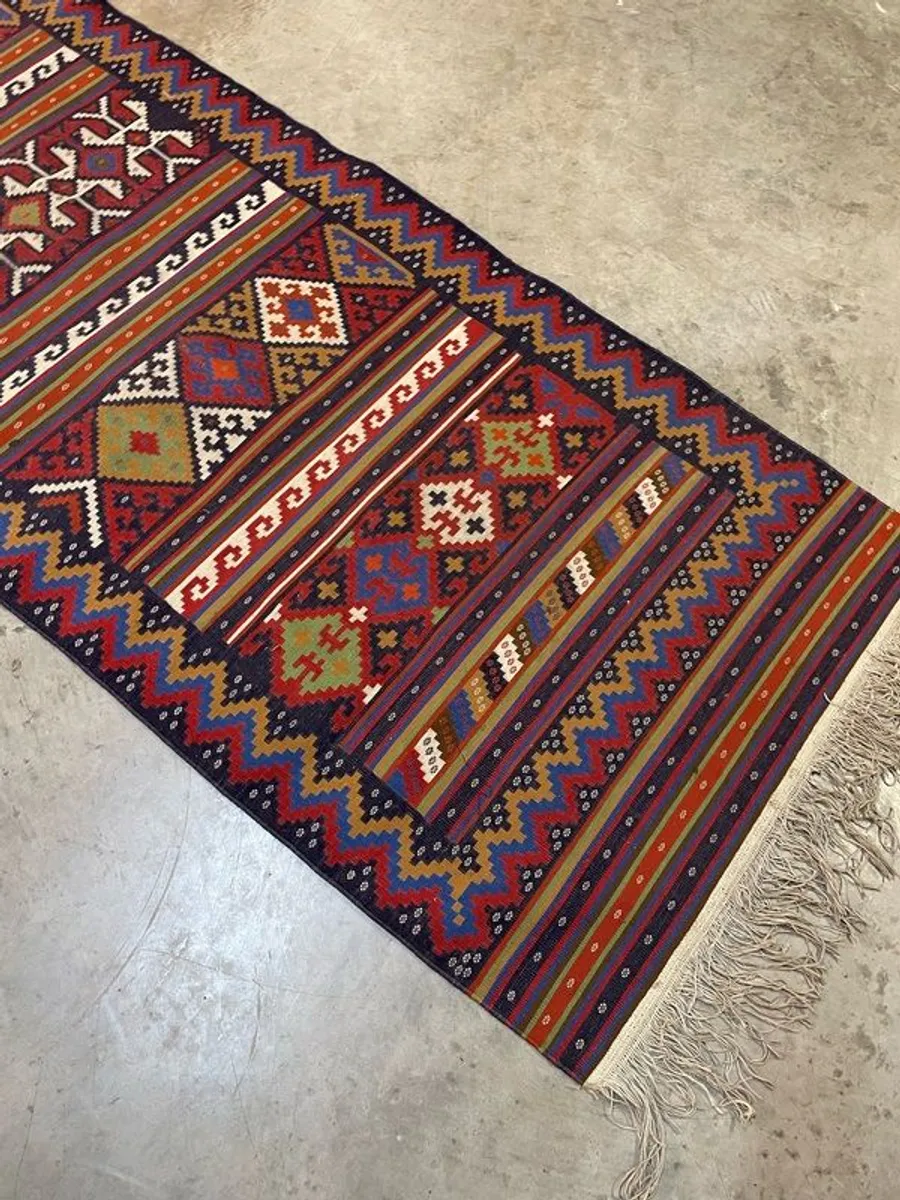 Vintage Afghan Kilim Runner in Warm Earth Tones - Image 2