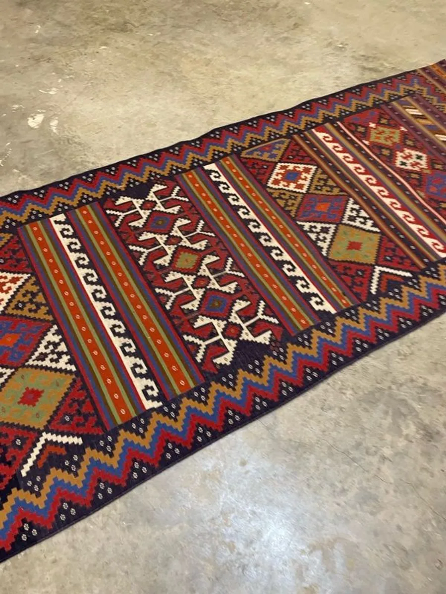 Vintage Afghan Kilim Runner in Warm Earth Tones - Image 3