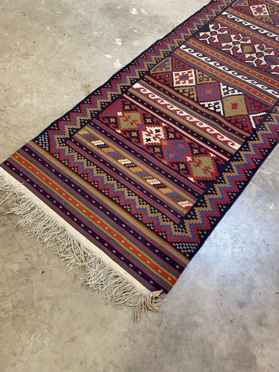 Vintage Afghan Kilim Runner in Warm Earth Tones - Image 4