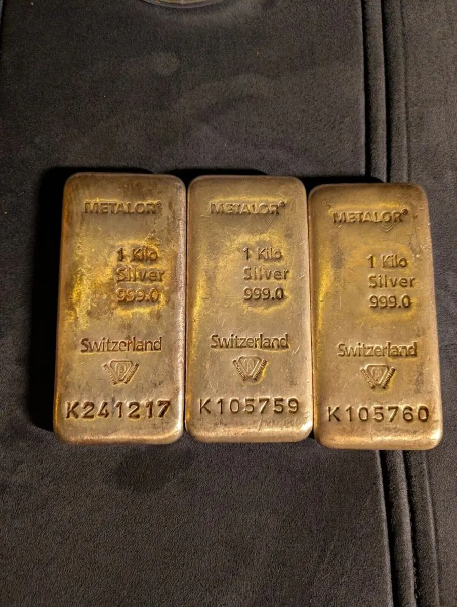 3x 1kg  Metalor Silver bars - Image 1