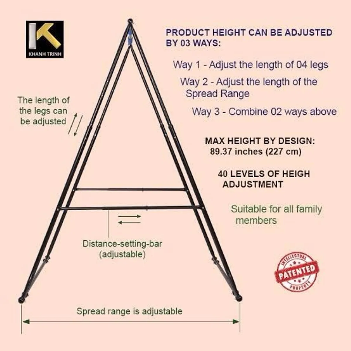 Pull Up Bar Free Standing Foldable Home Gym Setup with Gymnastics Rings - Image 4