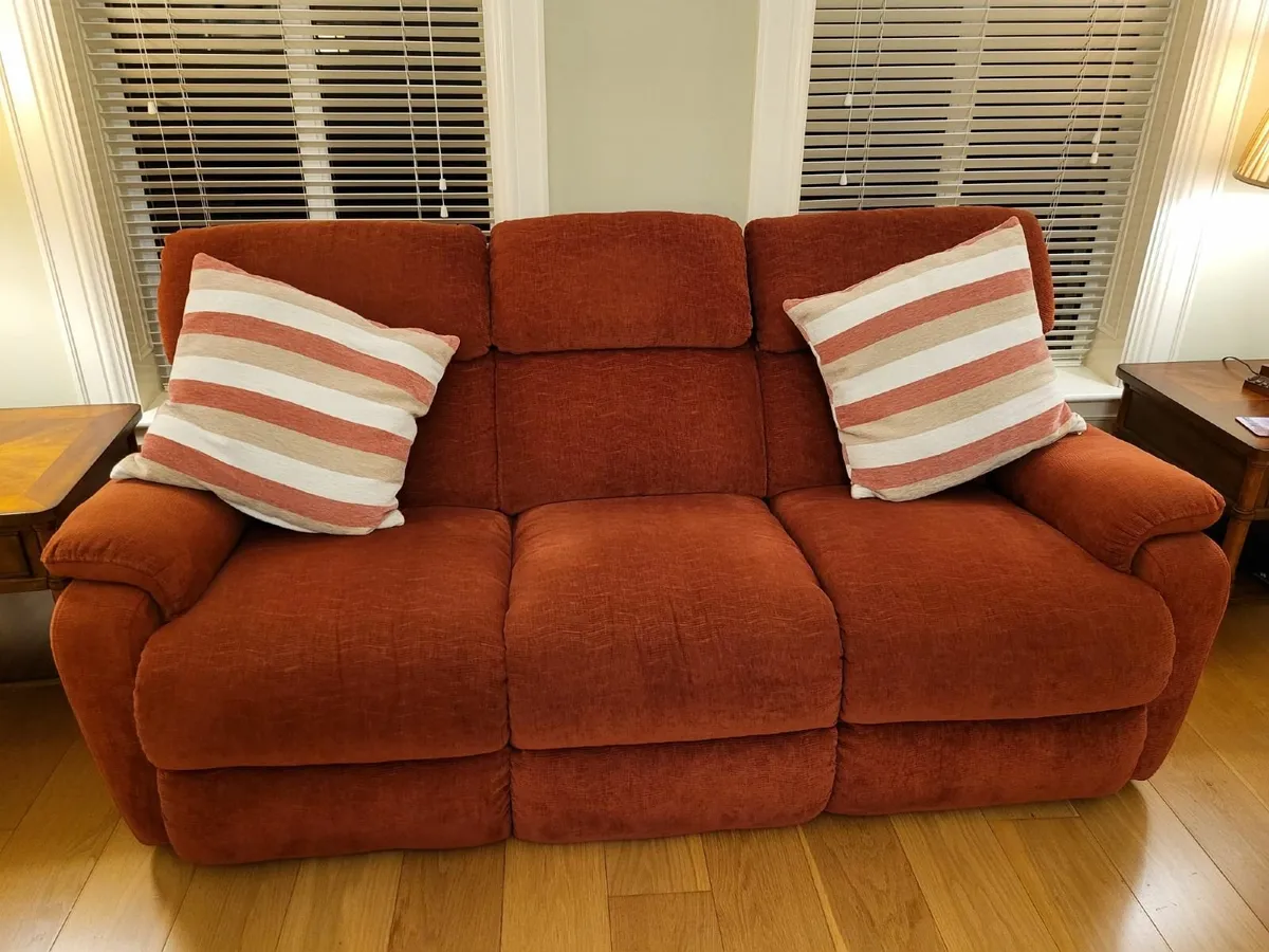 3 seater Couch, 2 leather recliners - Image 1