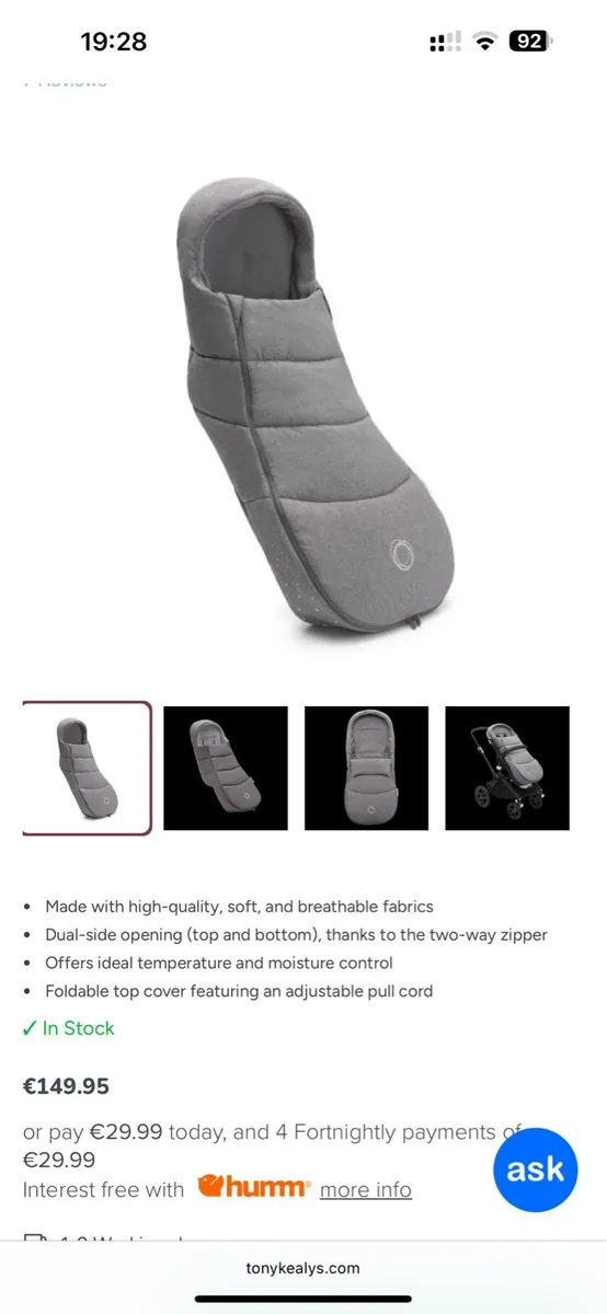 Bugaboo footmuff GREY - Image 3