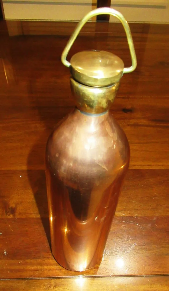 antique copper brass flask vintage pub whiskey - Image 2